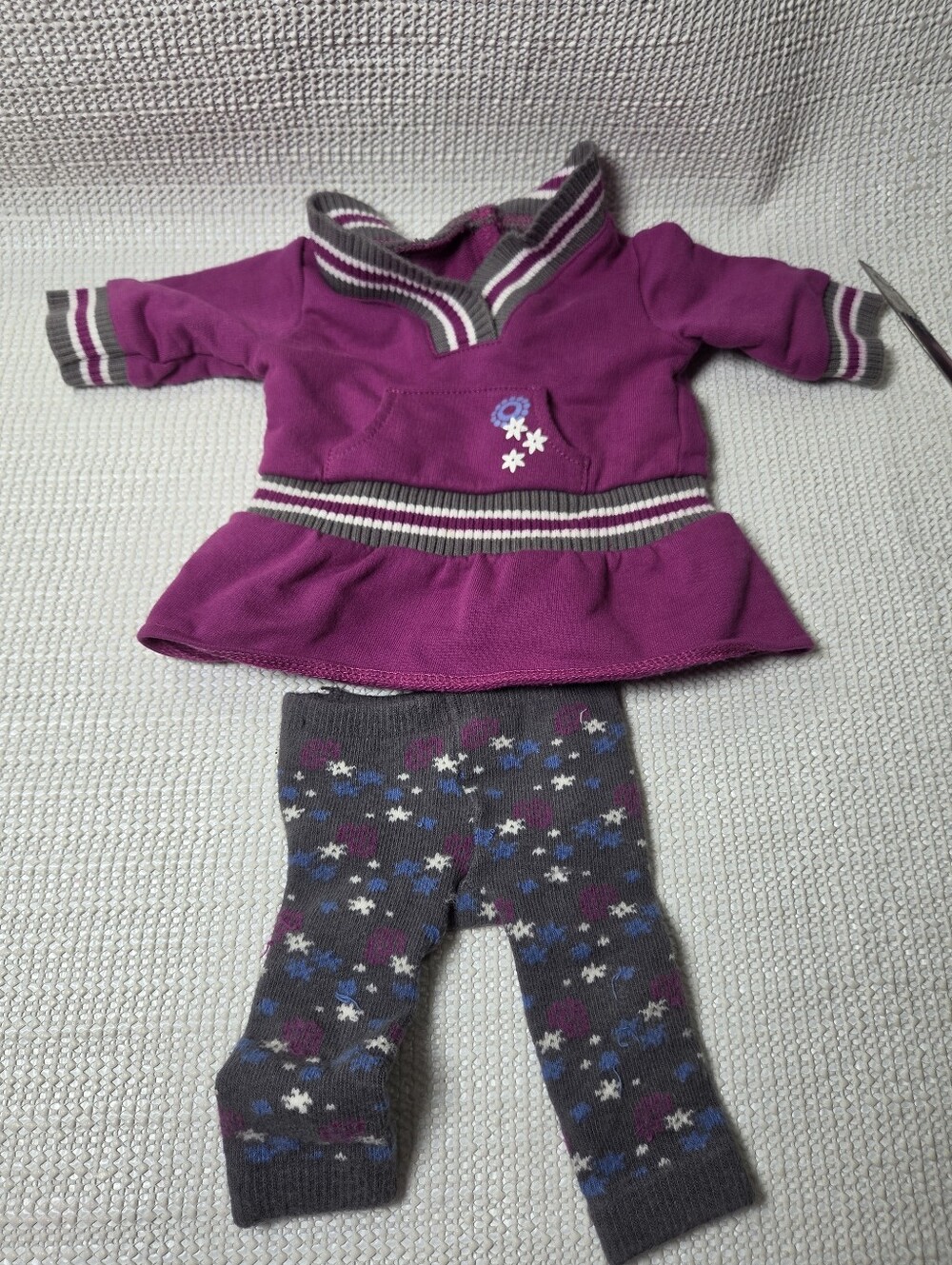 American Girl Bitty Baby Purple Play Dress and Patterned Leggings Set 2009